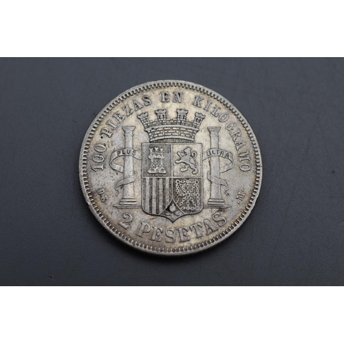 84 - Silver - Spain - 2 Pesetas - Provisional Government - 1870