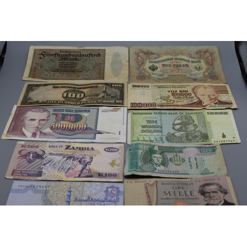 86 - Selection of 12 Mixed Worldwide Banknotes