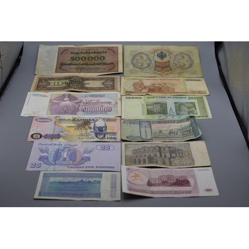 86 - Selection of 12 Mixed Worldwide Banknotes