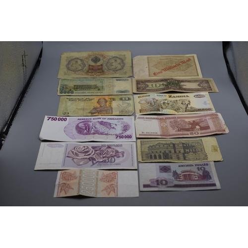 92 - Selection of 12 Mixed Worldwide Banknotes