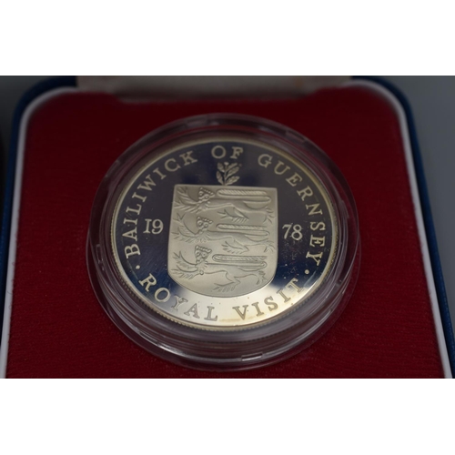 96 - Two Twenty Five Pence Coins to Include St Helena 1973 and Bailiwick of Guernsey 1978 - Cased