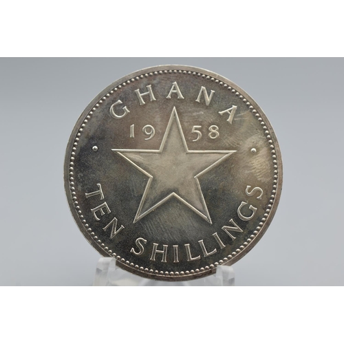 6 - Silver - Ghana - 10 Shillings - Elizabeth II Independence