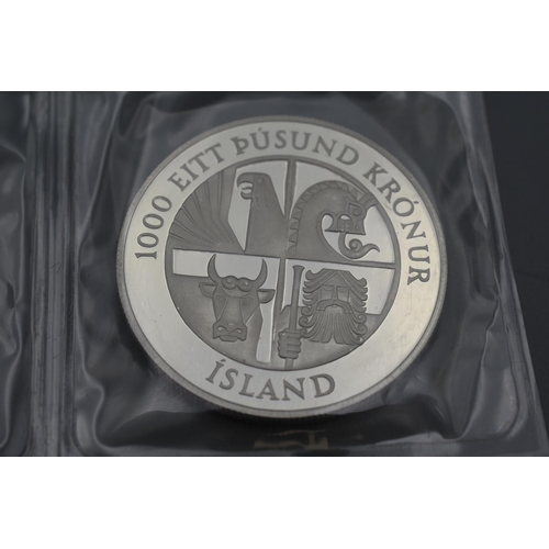 10 - Silver Proof Commemoration of the 1100th Anniversary of the Settlement of Iceland 874 1974