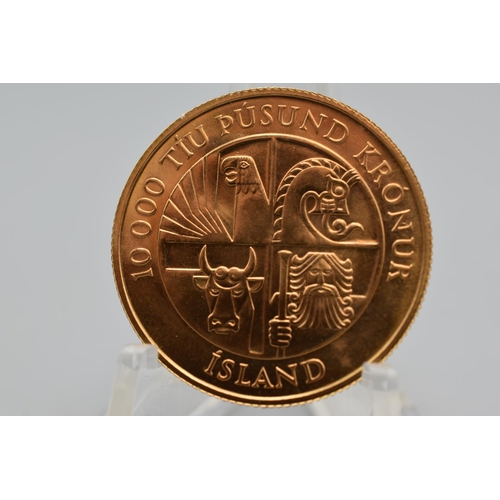 45 - Gold .900 - 1100th Anniversary of the First Settlement of Iceland - 10 000 Krónur - 1974