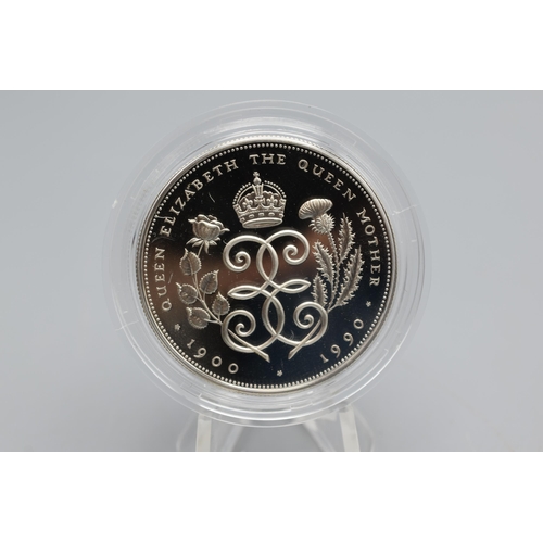 122 - Silver - 90th Birthday of the Queen Mother - Five Pound - 1990