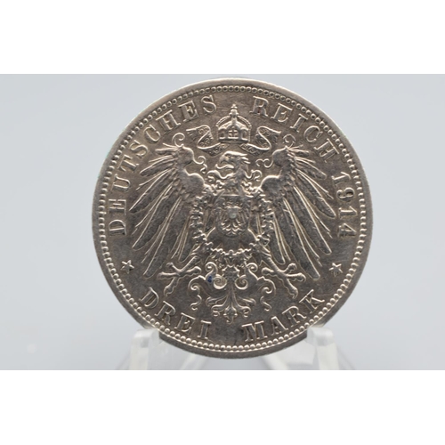 2 - Silver - Kingdom of Prussia - 3 Mark - Wilhelm II Reign - 1914