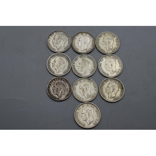 10 - Selection of 10 Pre 1947 One Shilling Coins - George V & George VI