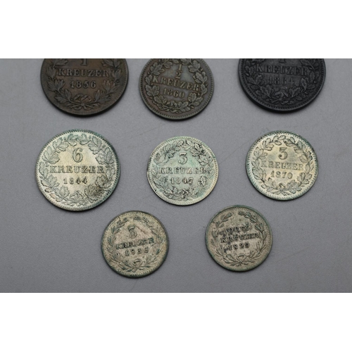 45 - Collection of Coinage From Baden to include Silver