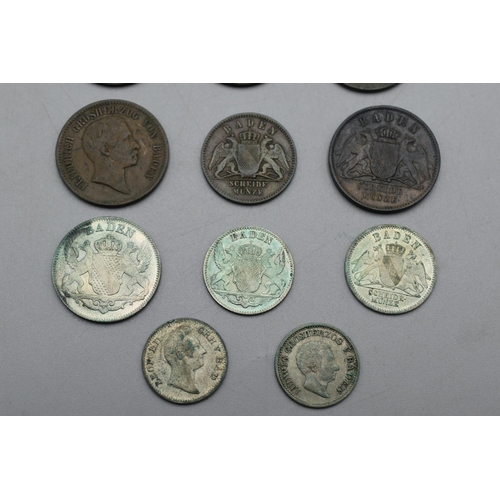 45 - Collection of Coinage From Baden to include Silver