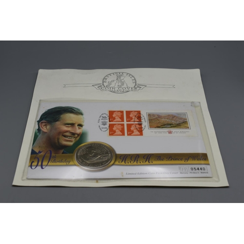 55 - A British 1998 Commemorative Five Pound Coin Cover, Prince Charles 50th Birthday.