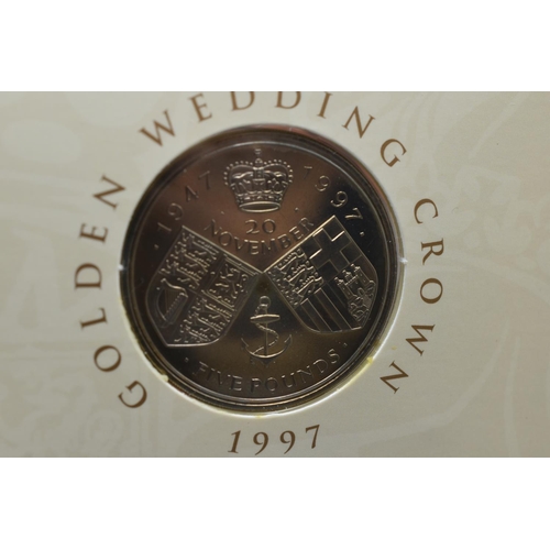 58 - A 1997 Golden Wedding Commemorative Five Pound Coin, With Booklet.