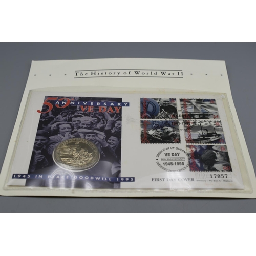 60 - A 1995 Guernsey Commemorative Five Pound Coin Cover, 50th Anniversary of VE Day.