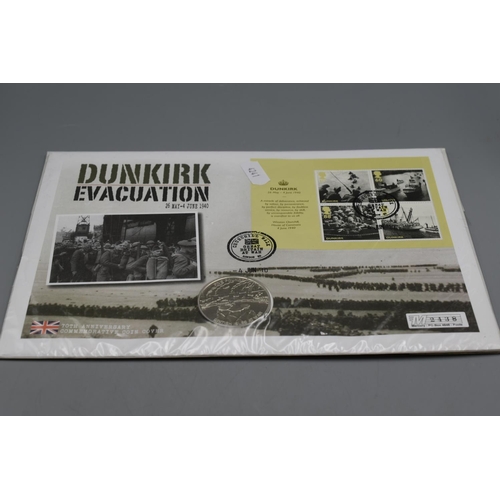 64 - A 2010 UK Commemorative Five Pound Coin Cover, 70th Anniversary of Dunkirk Evacuation