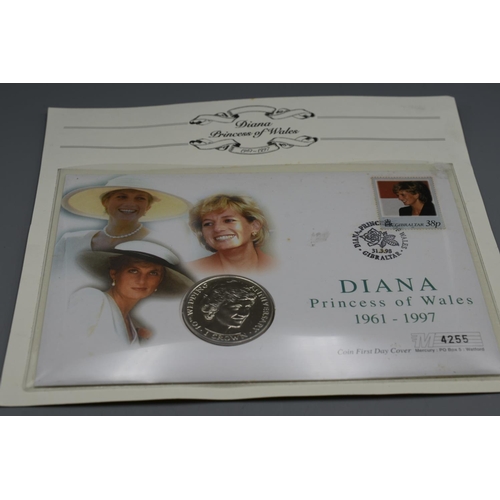 65 - A 1997 Gibraltar Five Pound Commemorative Coin Cover, Diana Spencer.