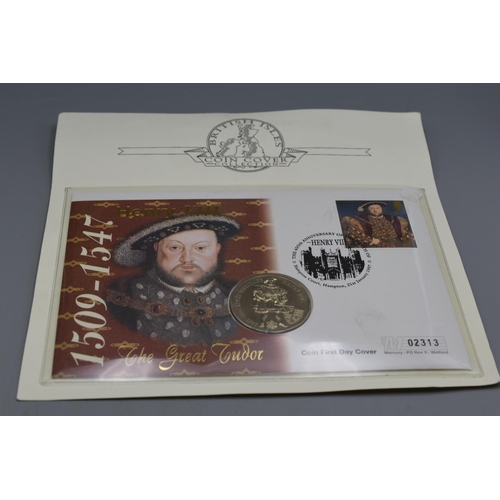 67 - A Falklands Five Pound Commemorative Coin Cover. Commemorating The Death of Henry VIII