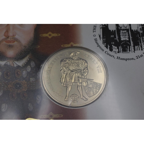 67 - A Falklands Five Pound Commemorative Coin Cover. Commemorating The Death of Henry VIII