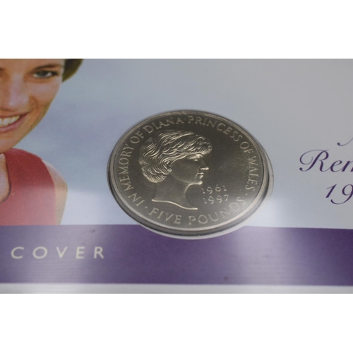 85 - A 1997 UK Commemorative Five Pound Coin Cover, Diana Spencer.