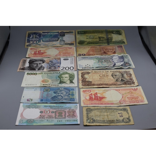 94 - Selection of 12 Mixed Worldwide Bank Notes