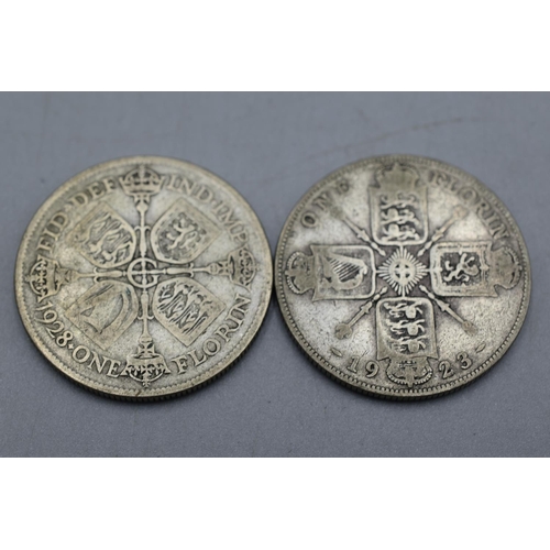 11 - Two UK Silver Florin Coins, 1923 and 1928