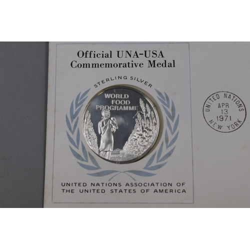 16 - 1971 Sterling Silver Commemorative Medal UNA-USA United Nations USA. With Cover and Stamped Envelope... 