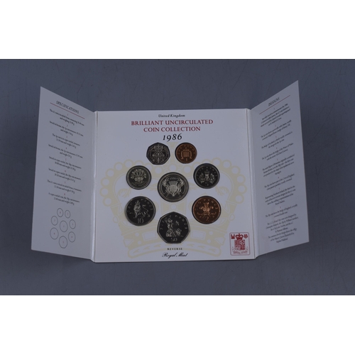 32 - Royal Mint 1986 Uncirculated Coin Collection,  includes Commemorative Commonwealth Games £2 Coin. Co... 