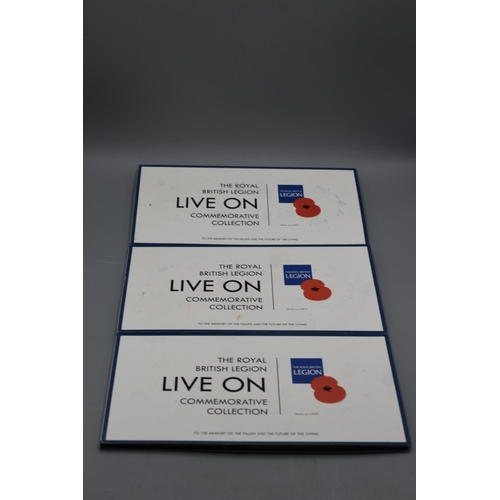 34 - Three Sets of The Royal British Legion 'Live On' Commemorative Collection Bronze Coins.