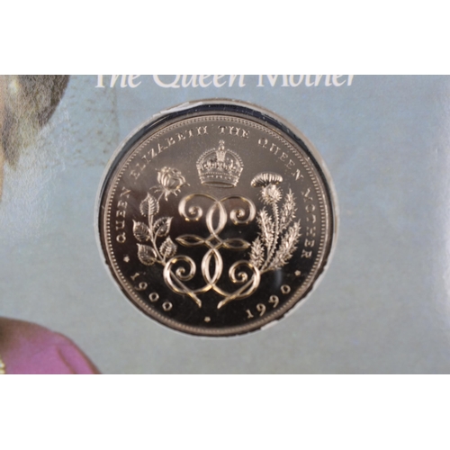 40 - 1990 Royal Mint 90th Birthday Queen Elizabeth The Queen Mother Commemorative Five Pound Coin. Comple... 