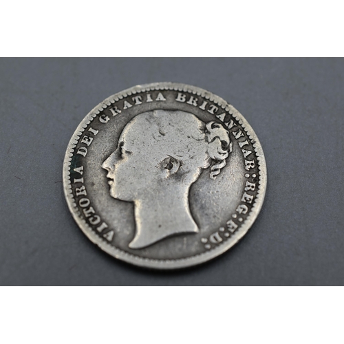 69 - 1877 Victoria Silver Shilling Coin.