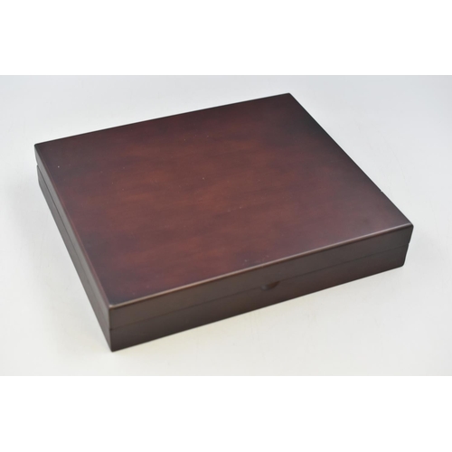 87 - Wooden Coin Storage Box with 6 Compartments and Under Storage Area. Approx. 27cm x 23cm x 5cm.