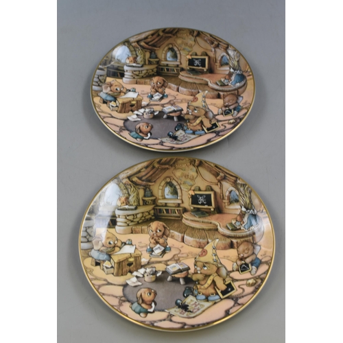 59 - Pendelfin x2 Limited Edition Old Schoolhouse Collectors Plates With Boxes and Certificates.