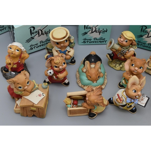 70 - Large Selection of Boxed Pendelfin Figures, includes Blunder, x2 Sandie, x2 Toy Tot, Chuck, Doug, Do... 