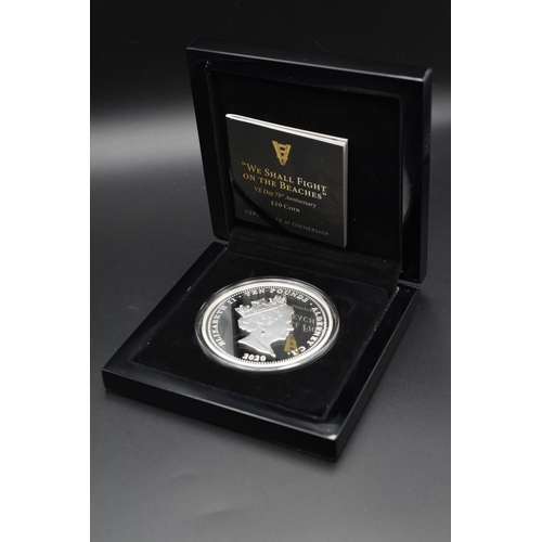 10 - Elizabeth II VE Day 75th Anniversary £10 Winston Churchill Coin with Case and Certificate.