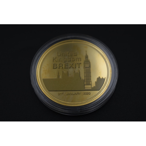 19 - United Kingdom Gold Plated Brexit Commemorative Coin Complete with Case and certificate