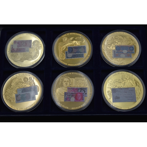 25 - Full set of the British Bank Note series in Gold Plated proof condition with each coin being 50mm in... 