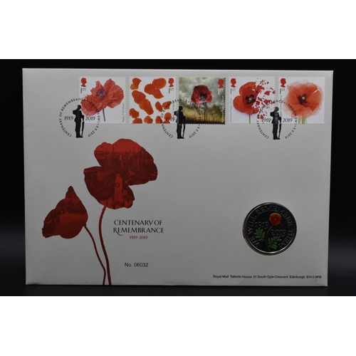 31 - Elizabeth II 2019 Centenary of remembrance Brilliant Uncirculated £5 Coin Cover