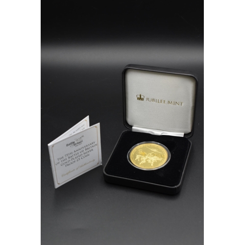 35 - Elizabeth II 75th Anniversary of The Battle of Britain Silver 25 Proof Coin with 24ct Gold Plated Fi... 