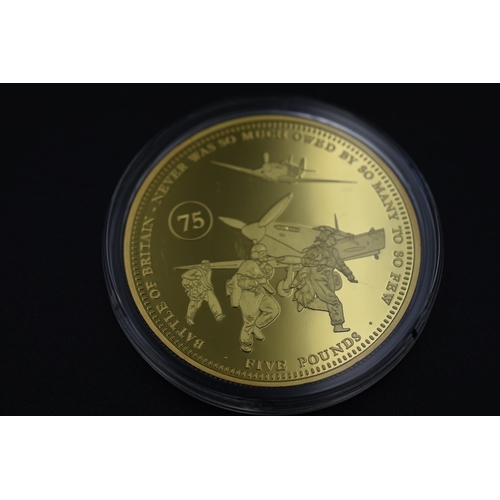 35 - Elizabeth II 75th Anniversary of The Battle of Britain Silver 25 Proof Coin with 24ct Gold Plated Fi... 