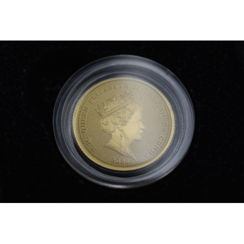 36 - Elizabeth II 2020 80th Anniversary 22ct Gold Quarter Sovereign complete with case and certificate