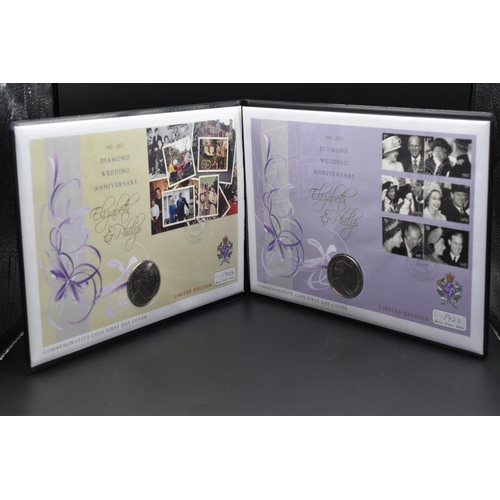 40 - Limited Edition Elizabeth II and Philip Diamond Wedding Anniversary First Day Coin Covers in Case