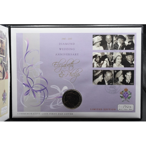 40 - Limited Edition Elizabeth II and Philip Diamond Wedding Anniversary First Day Coin Covers in Case