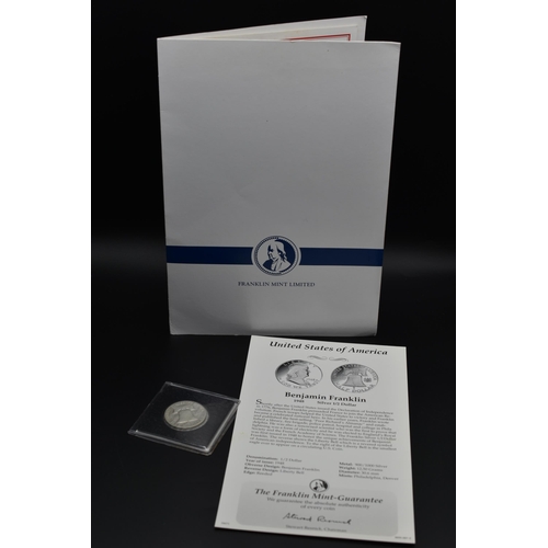 41 - USA Benjamin Franklin 1948 Silver Half Dollar Complete with Certificate and booklet