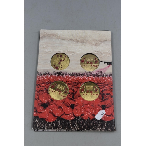 47 - Jacqueline Hurley War poppy collection Gold plated Coin Set in Display case with Poppy and Pipes pri... 