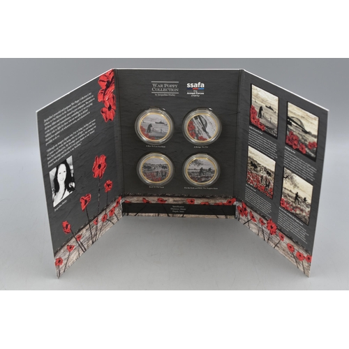 48 - Jacqueline Hurley War Poppy Collection Picture Coin Set in Display Case with A Kiss  to Last forever... 