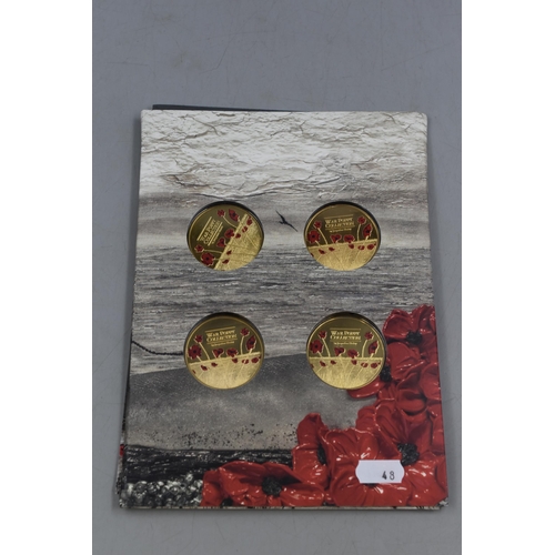 48 - Jacqueline Hurley War Poppy Collection Picture Coin Set in Display Case with A Kiss  to Last forever... 