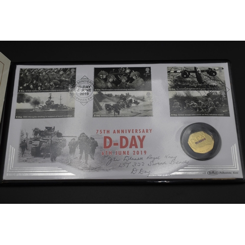 60 - Elizabeth II 2019 75th anniversary of The Normandy Landings Signed 22ct Gold Proof Coin Cover Comple... 