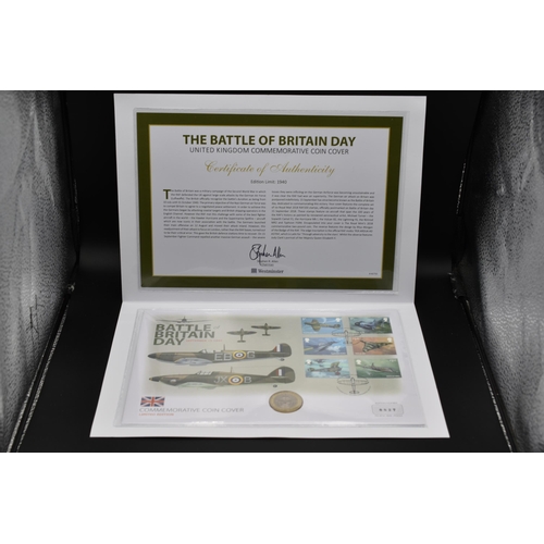 62 - Elizabeth II Battle of Britain 100th Anniversary £2 Commemorative Coin Cover with Certificate of Aut... 