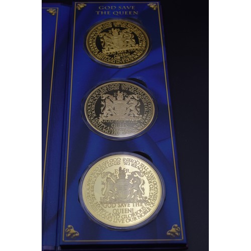 50 - Elizabeth II God Save the Queen 70mm Gold Plated Coins with Swarovski Elements complete with certifi... 