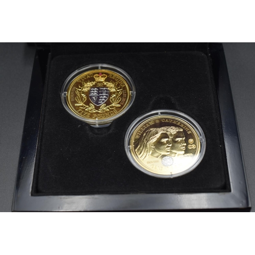 88 - Elizabeth II The Duke and Duchess of Cambridge Commemorative Twin coin Gold Layered Commemorative se... 