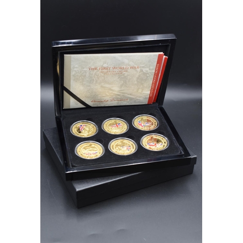 89 - Elizabeth II First World War limited Edition 24ct Gold Layered Centenary Crown collection Complete w... 