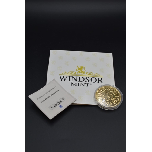 97 - Windsor Mint Gold Plated King Coenwulf 40mm Replica Anglo Saxon Penny Coin Complete with certificate